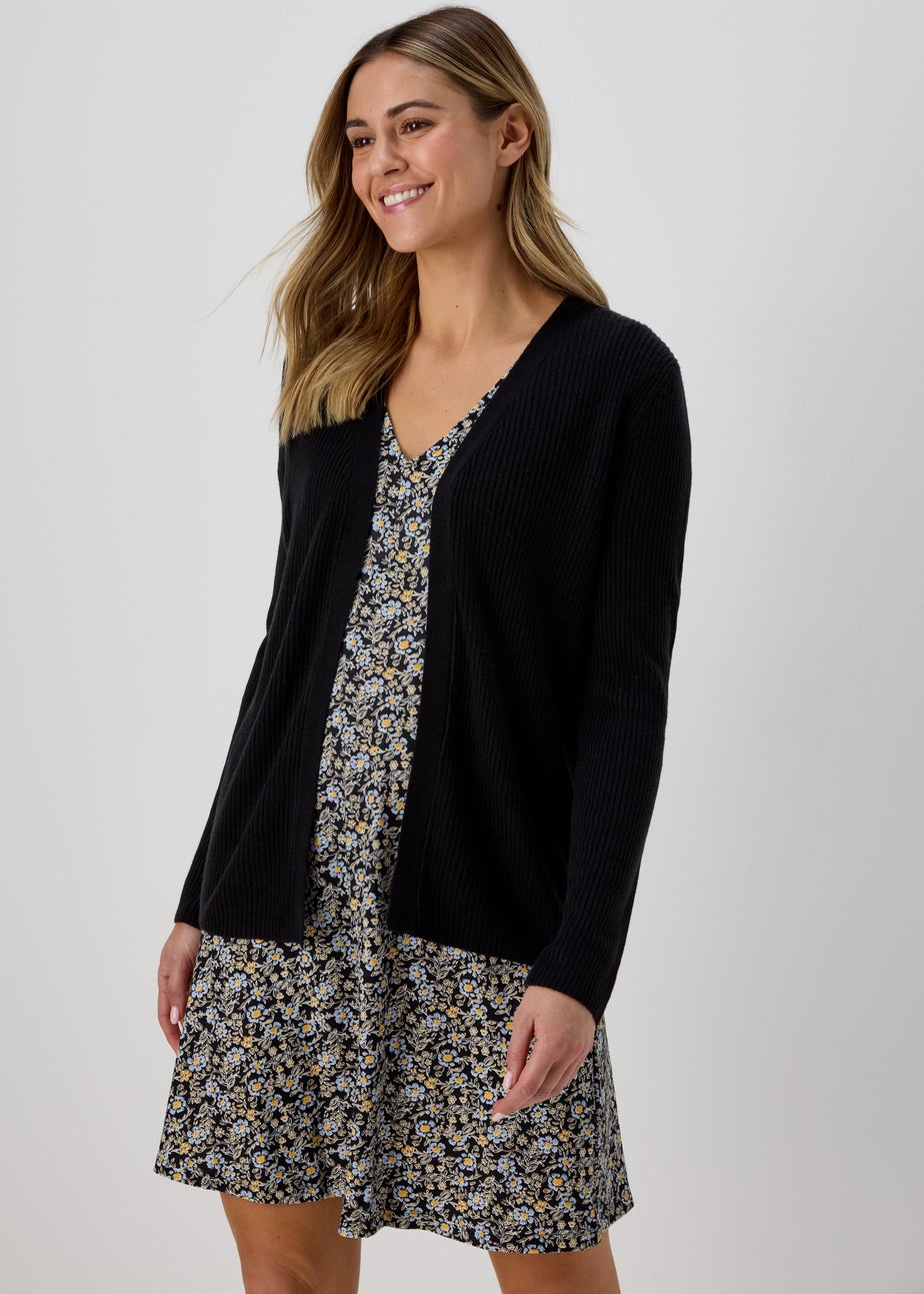 Black Super Soft Ribbed Cardigan