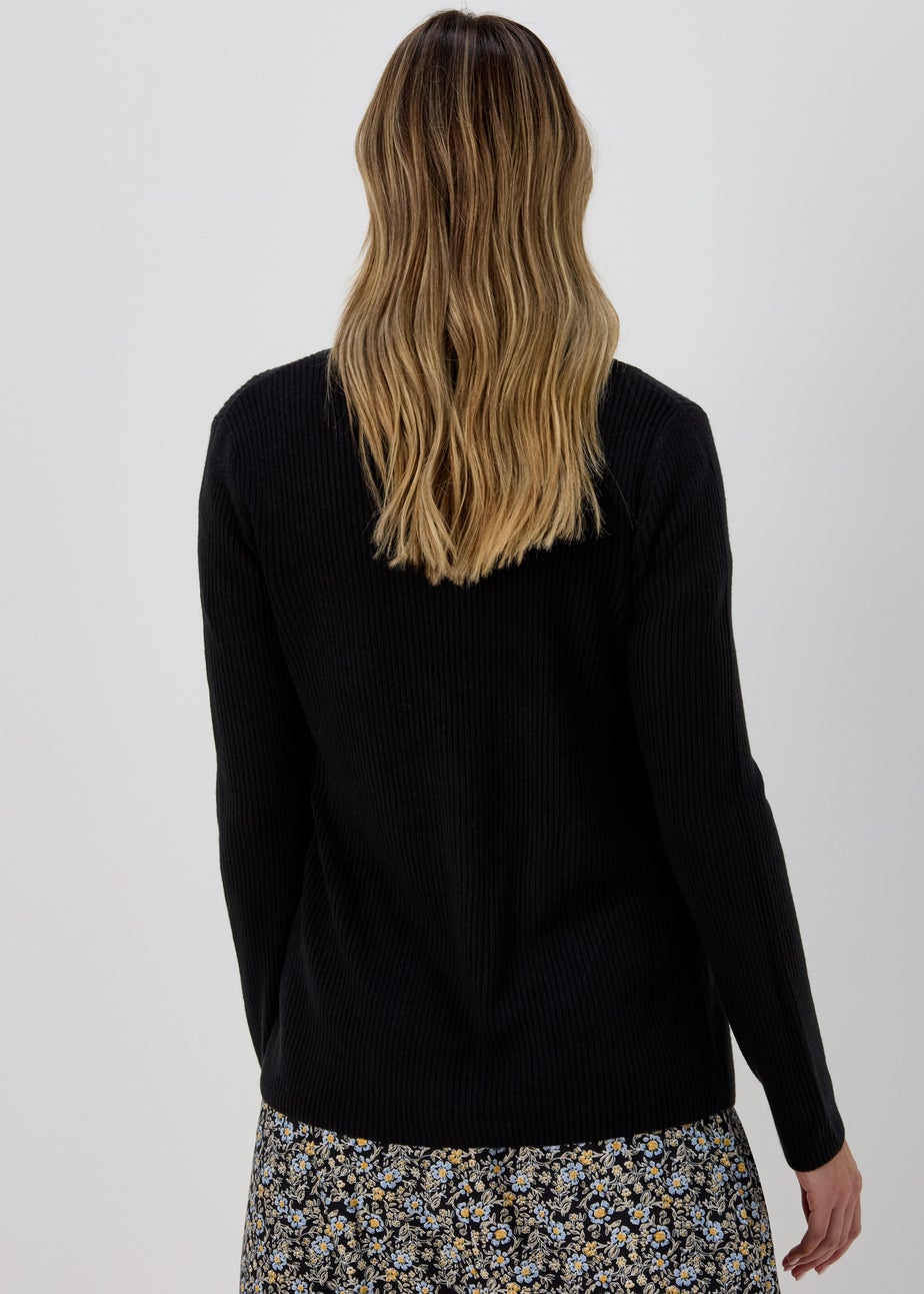 Black Super Soft Ribbed Cardigan