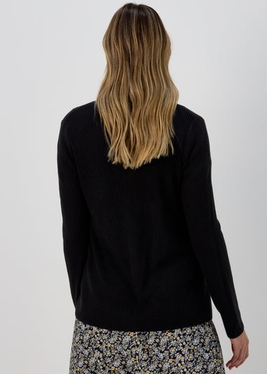 Black Super Soft Ribbed Cardigan