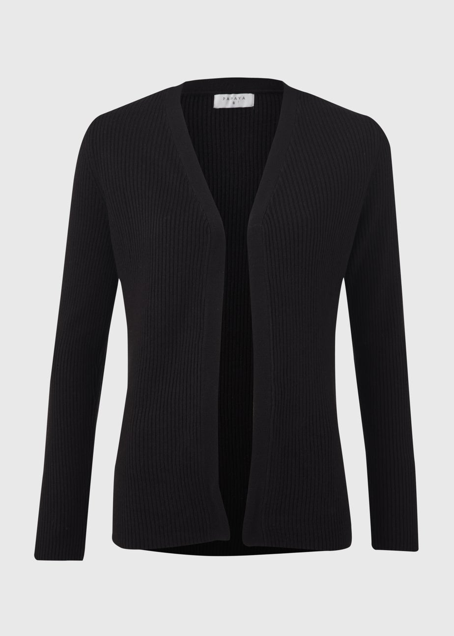 Black Super Soft Ribbed Cardigan