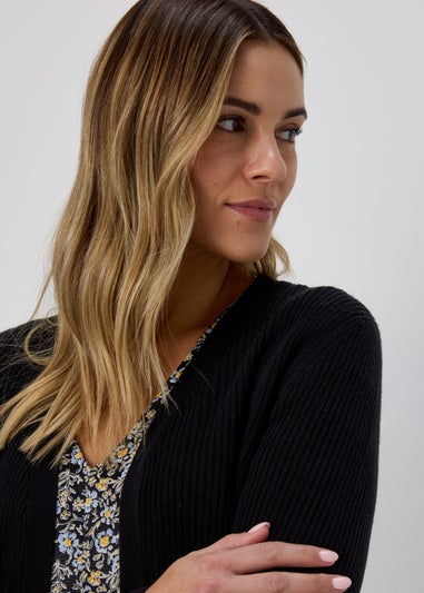 Black Super Soft Ribbed Cardigan