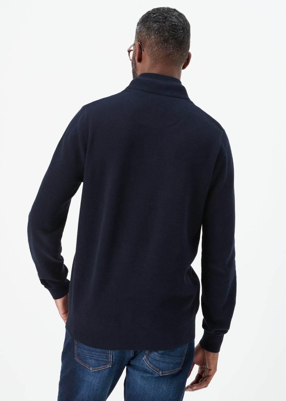 Lincoln Navy 1/4 Zip 7 Gauge Knit Mock Shirt & Jumper