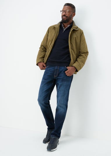 Lincoln Navy 1/4 Zip 7 Gauge Knit Mock Shirt & Jumper