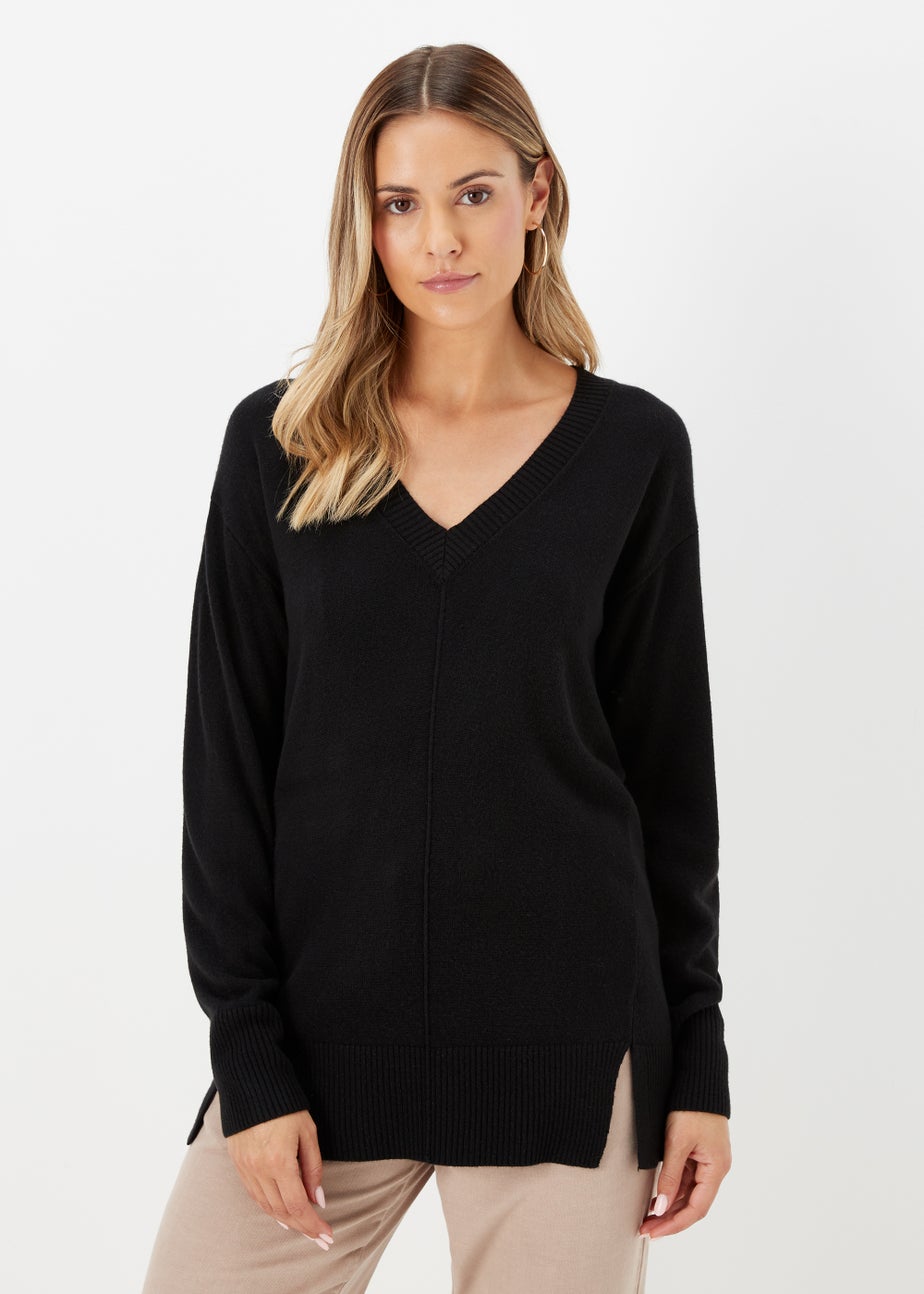 Black V-Neck Soft Touch Jumper