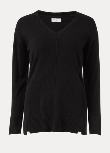 Black V-Neck Soft Touch Jumper