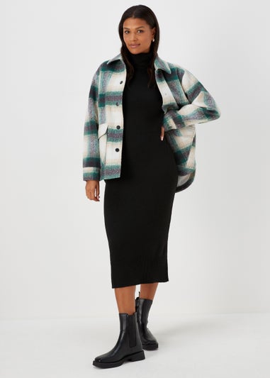 Black Roll Neck Knitted Dress