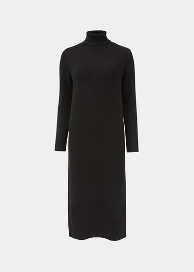 Black Roll Neck Knitted Dress