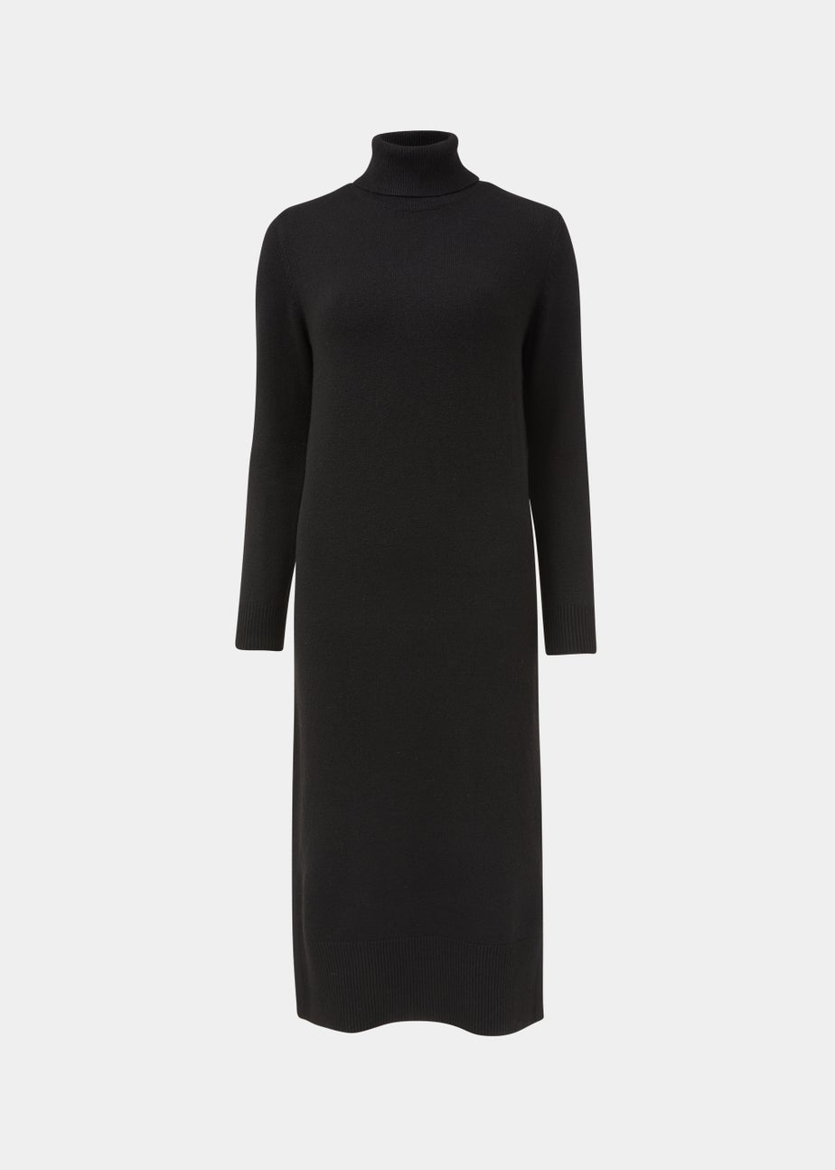 Black Roll Neck Knitted Dress