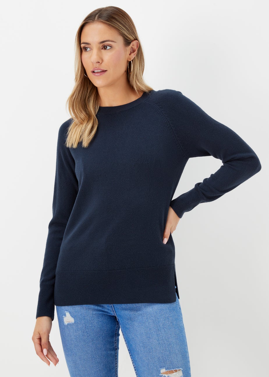 Navy Round Neck Soft Touch Jumper