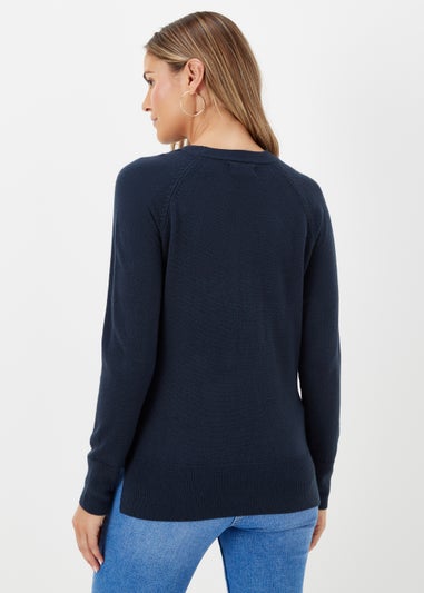 Navy Round Neck Soft Touch Jumper