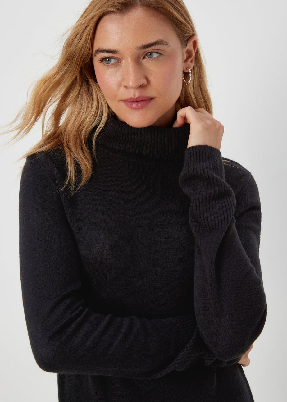 Black Super Soft Roll Neck Jumper