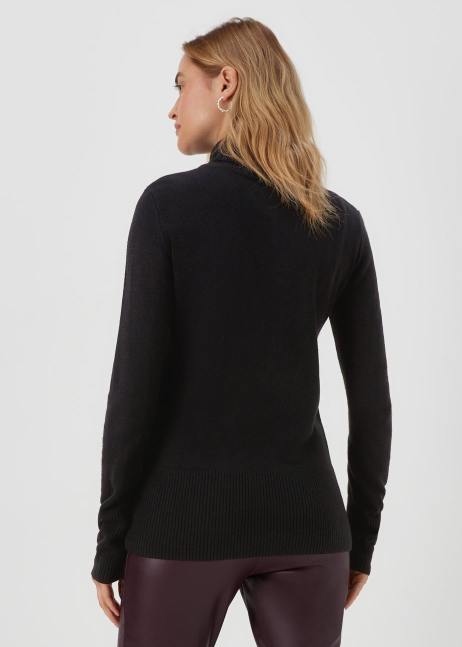 Black Super Soft Roll Neck Jumper