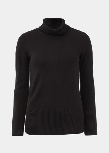 Black Super Soft Roll Neck Jumper