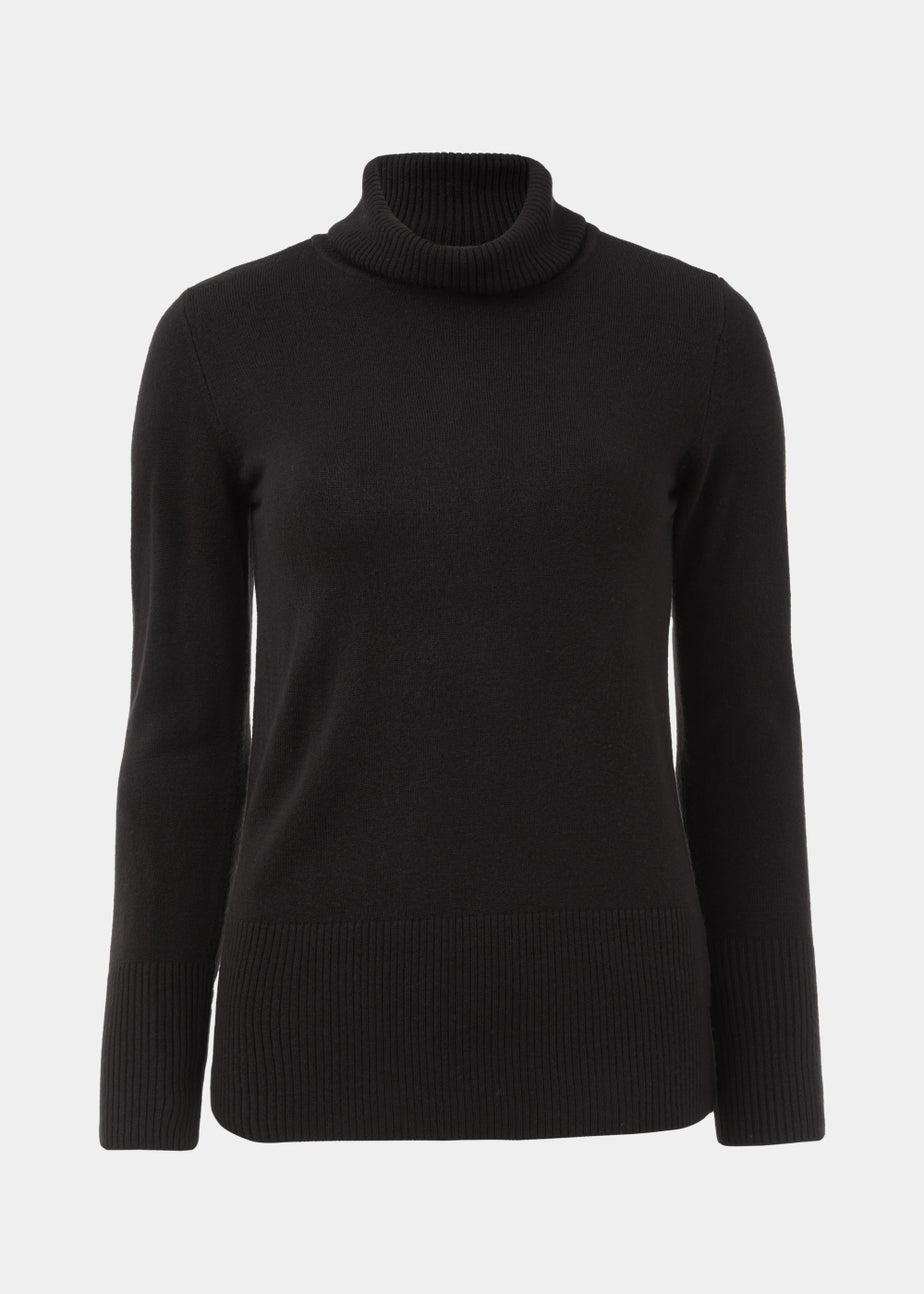 Black Super Soft Roll Neck Jumper