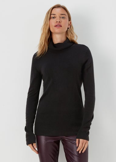 Black Super Soft Roll Neck Jumper