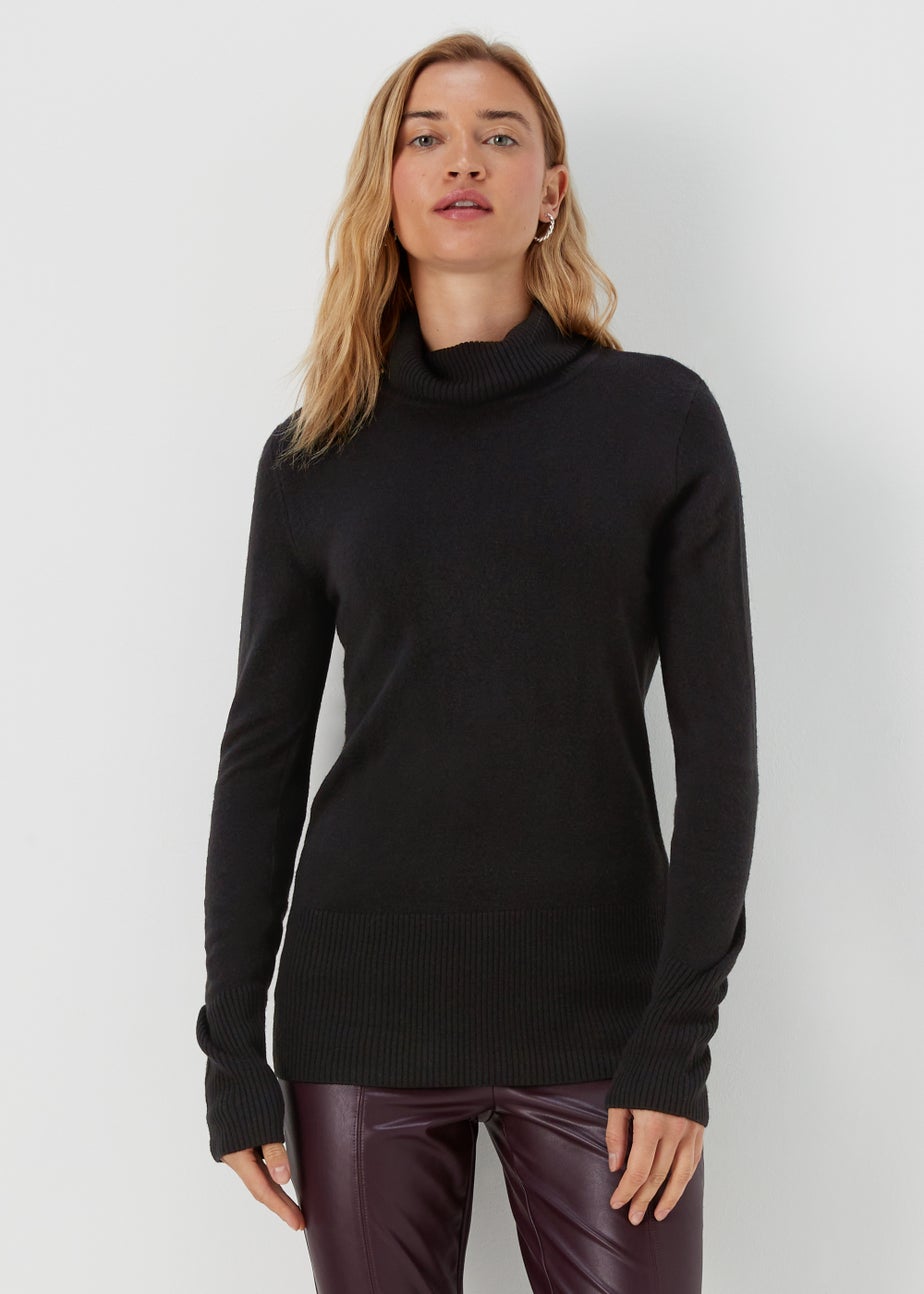 Black Super Soft Roll Neck Jumper