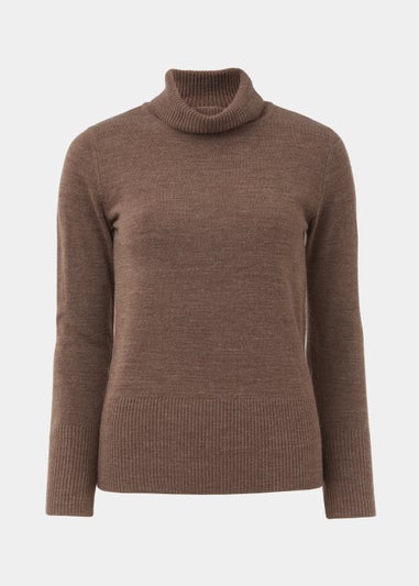 Brown Super Soft Roll Neck Jumper