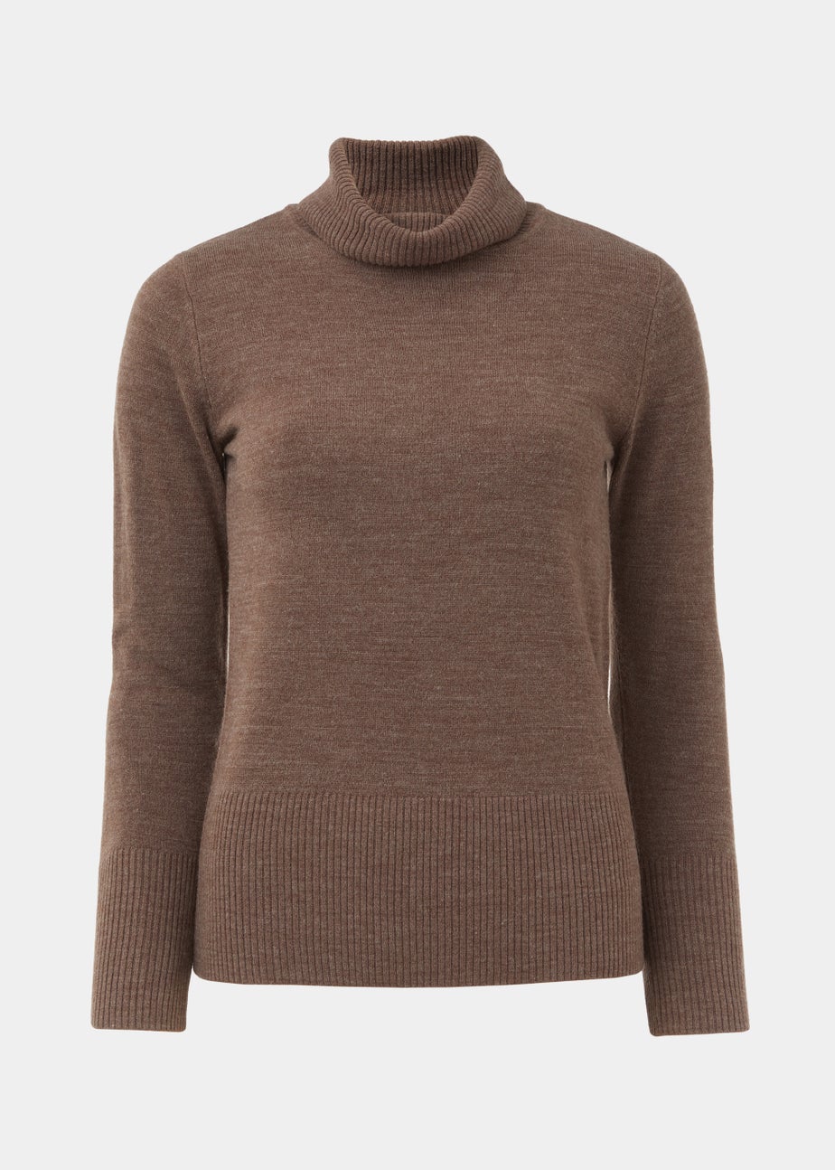Brown Super Soft Roll Neck Jumper