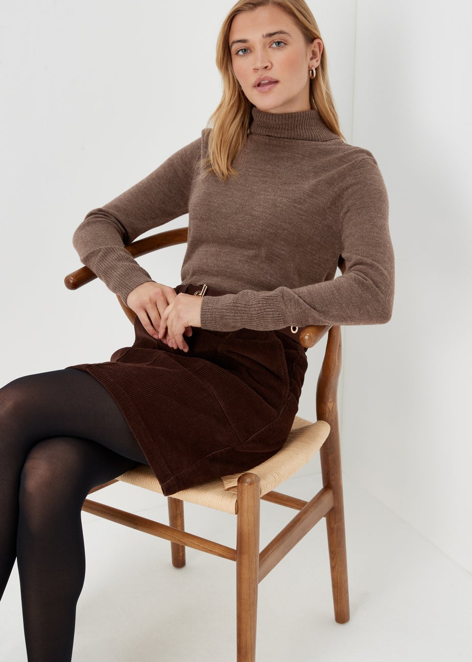 Brown Super Soft Roll Neck Jumper