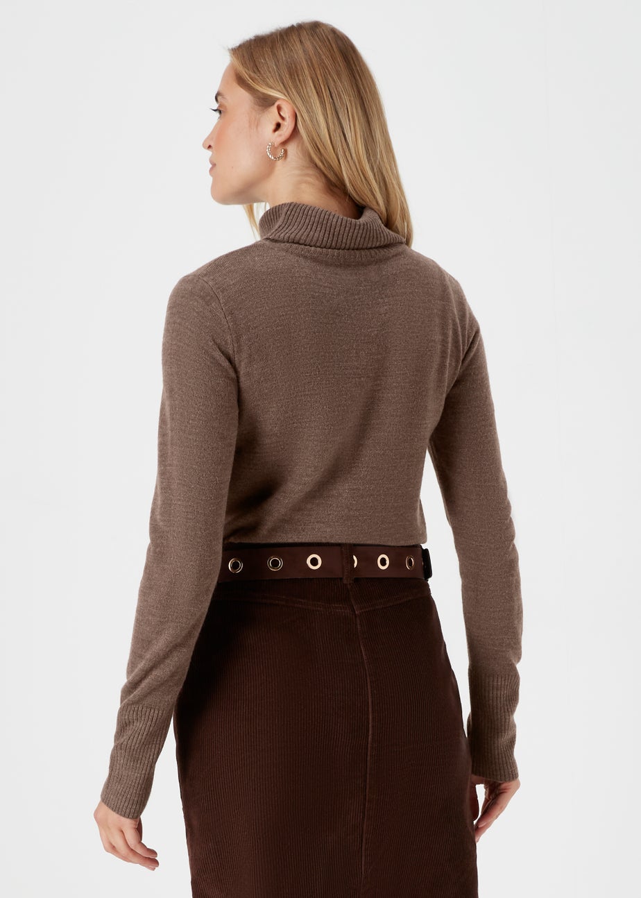 Brown Super Soft Roll Neck Jumper