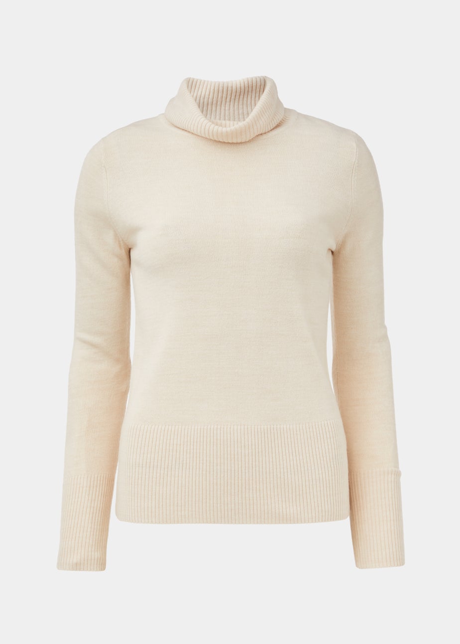 Taupe Super Soft Roll Neck Jumper