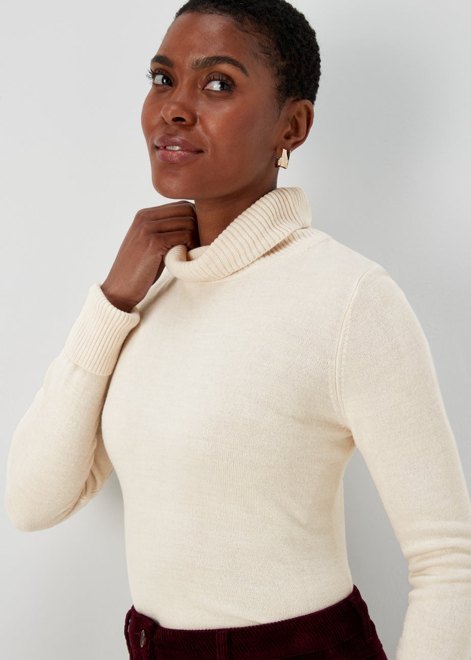 Taupe Super Soft Roll Neck Jumper