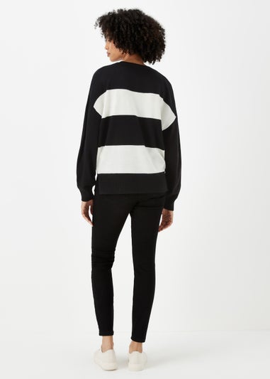 Black & Cream Batwing Sleeve Soft Touch Jumper