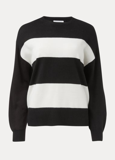 Black & Cream Batwing Sleeve Soft Touch Jumper