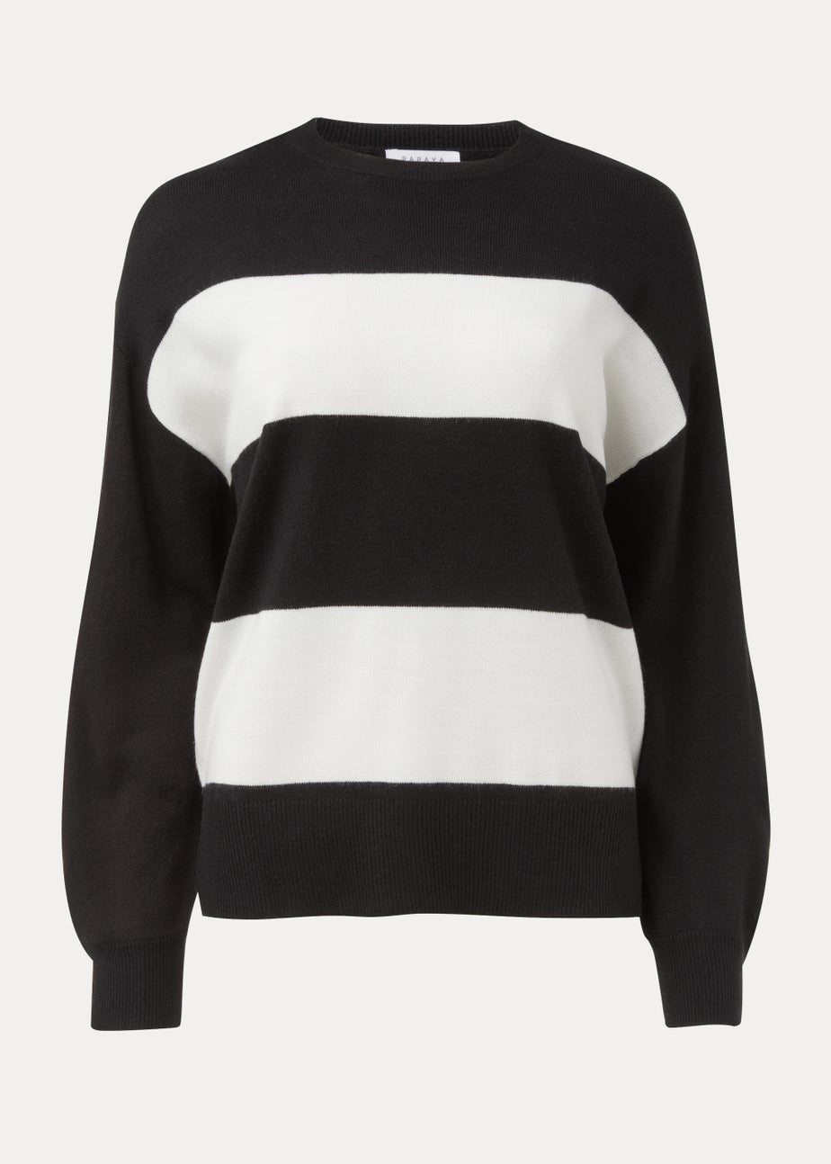 Black & Cream Batwing Sleeve Soft Touch Jumper