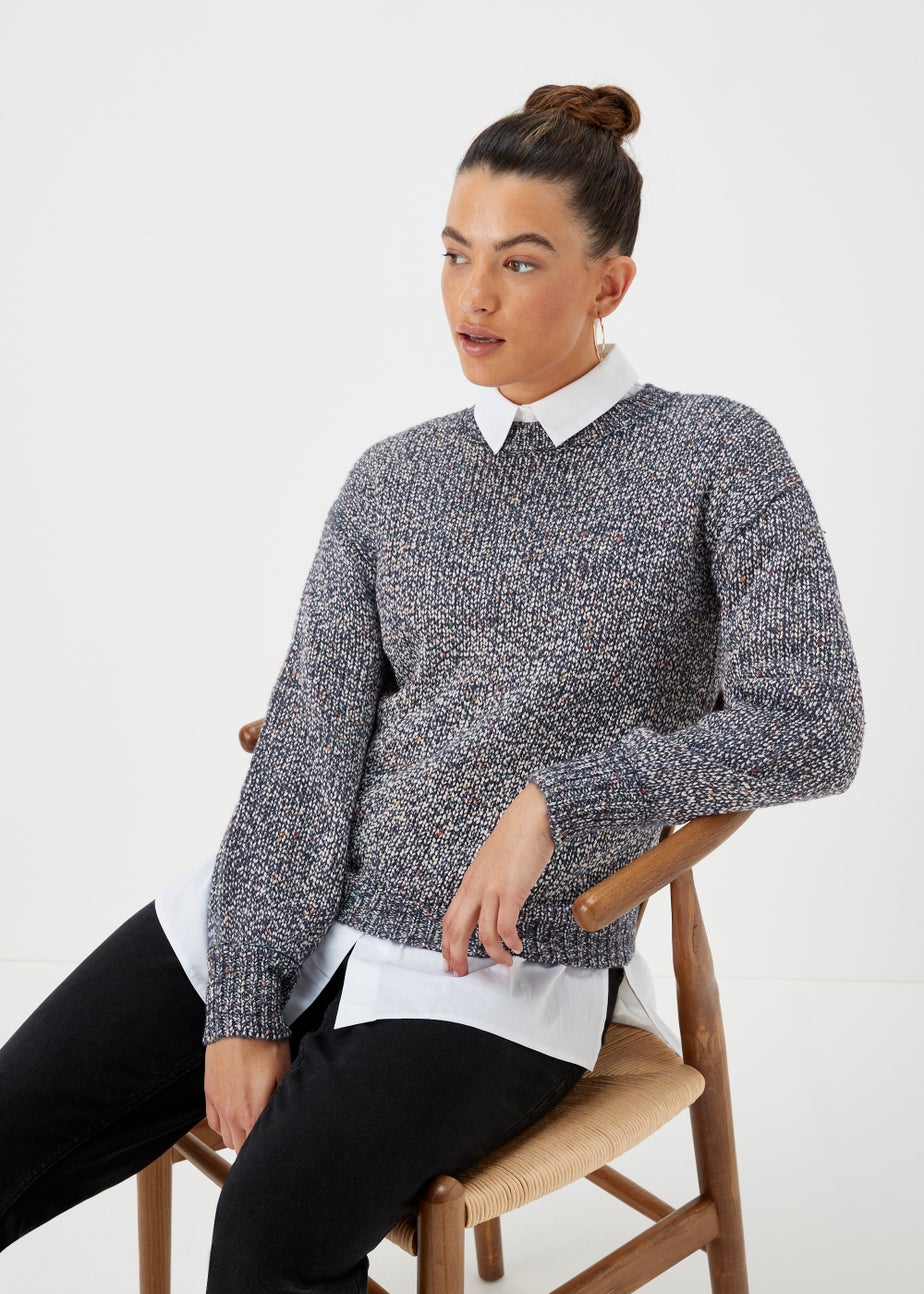 Navy Nep Crew Neck Jumper