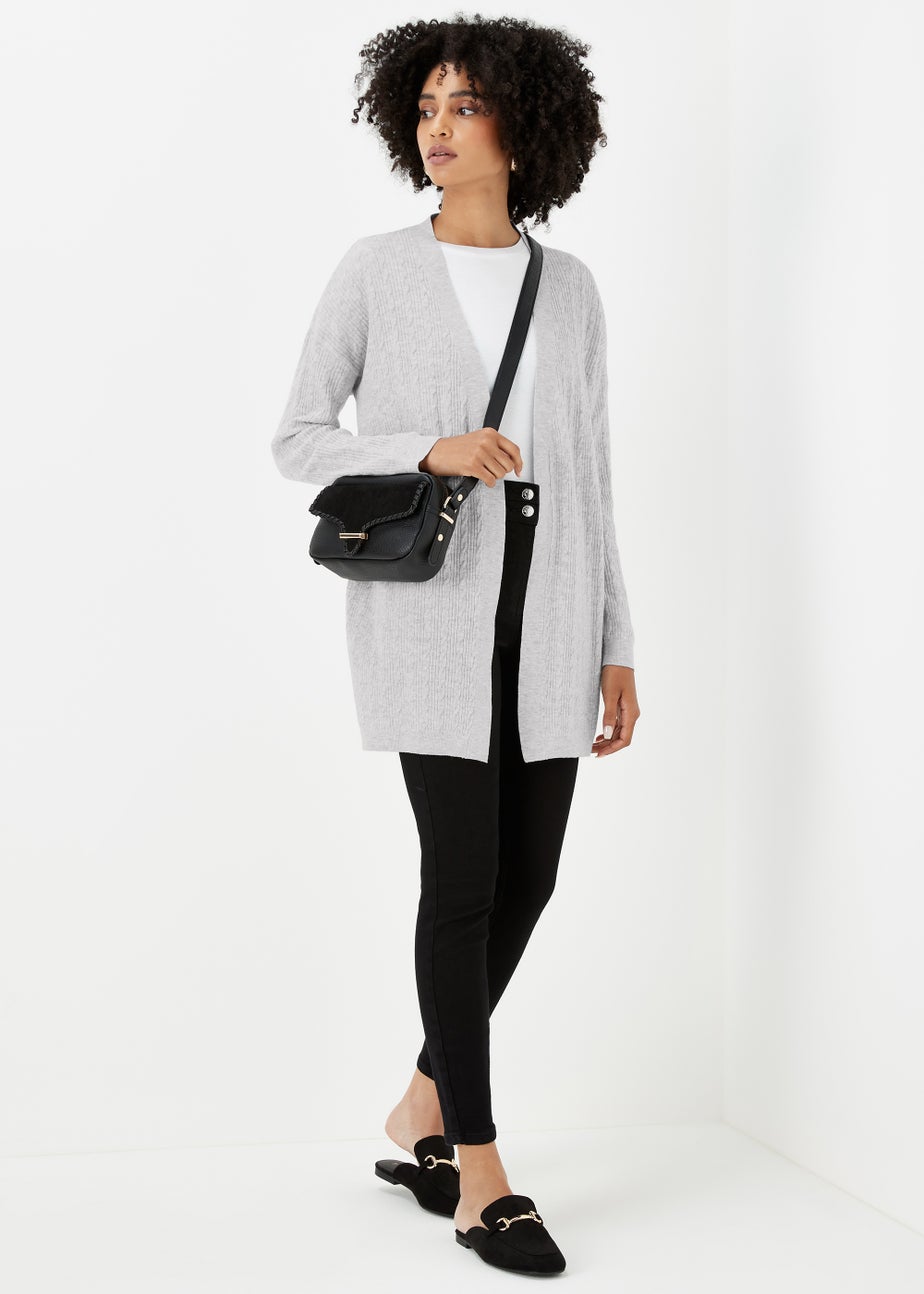 Grey Baby Cable Knit Cardigan