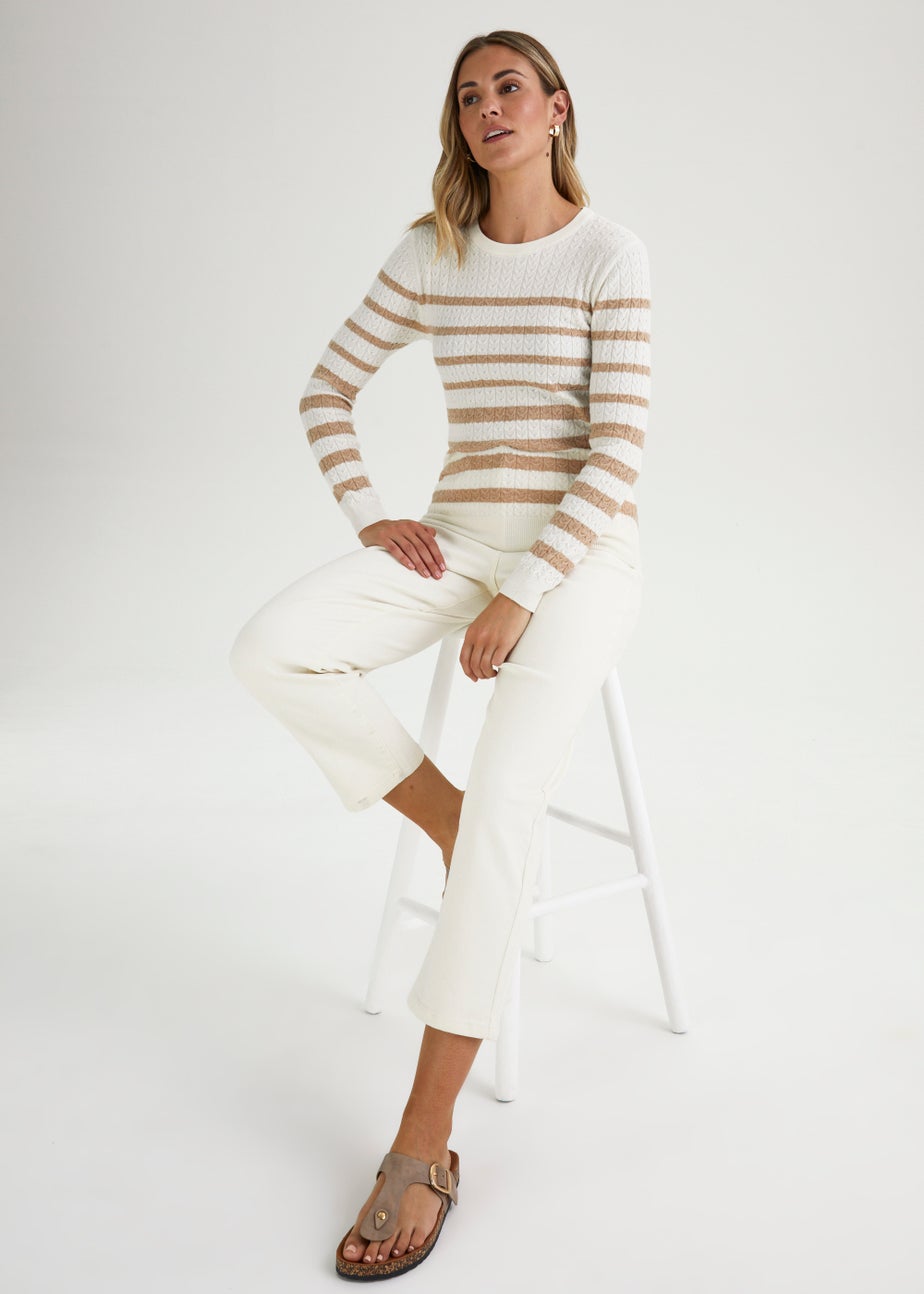 Taupe Stripe Baby Cable Jumper