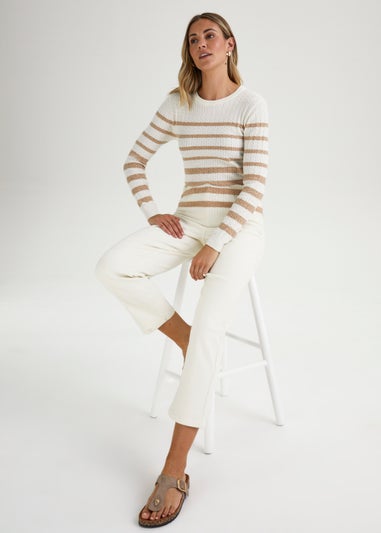 Taupe Stripe Baby Cable Jumper