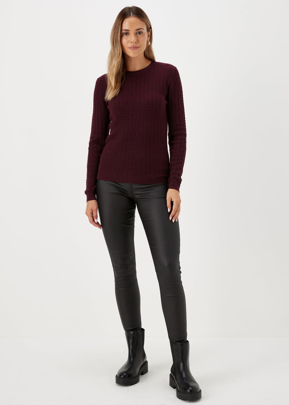 Burgundy Baby Cable Knit Jumper