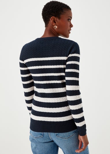 Navy Stripe Baby Cable Knit Jumper