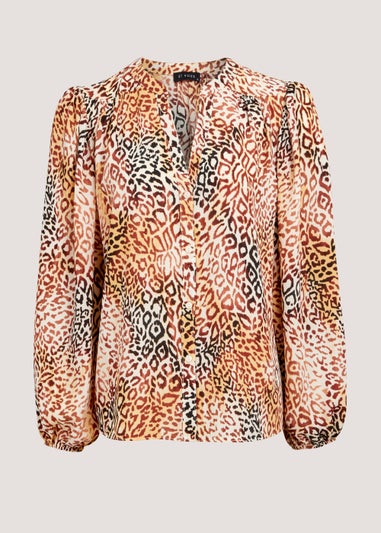 Et Vous Pink Animal Print Blouse