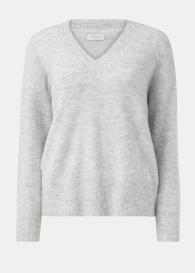 Grey V-Neck Jumper