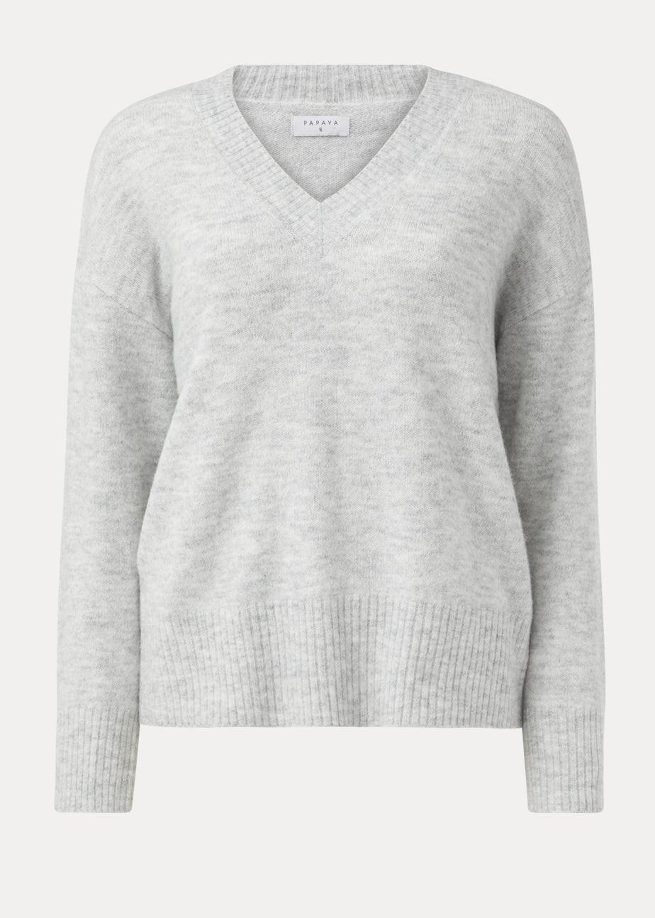 Grey V-Neck Jumper