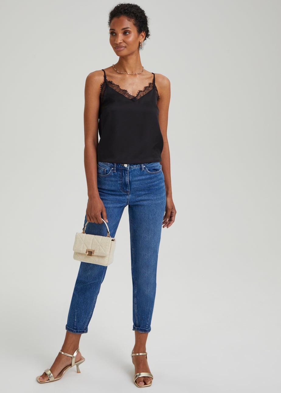 Et Vous Black Lace Trim Cami Top