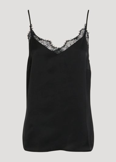 Et Vous Black Lace Trim Cami Top
