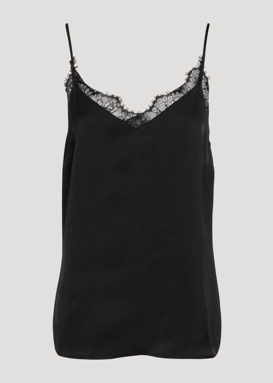 Et Vous Black Lace Trim Cami Top