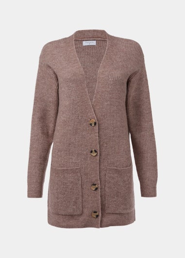 Brown Ribbed Cardigan