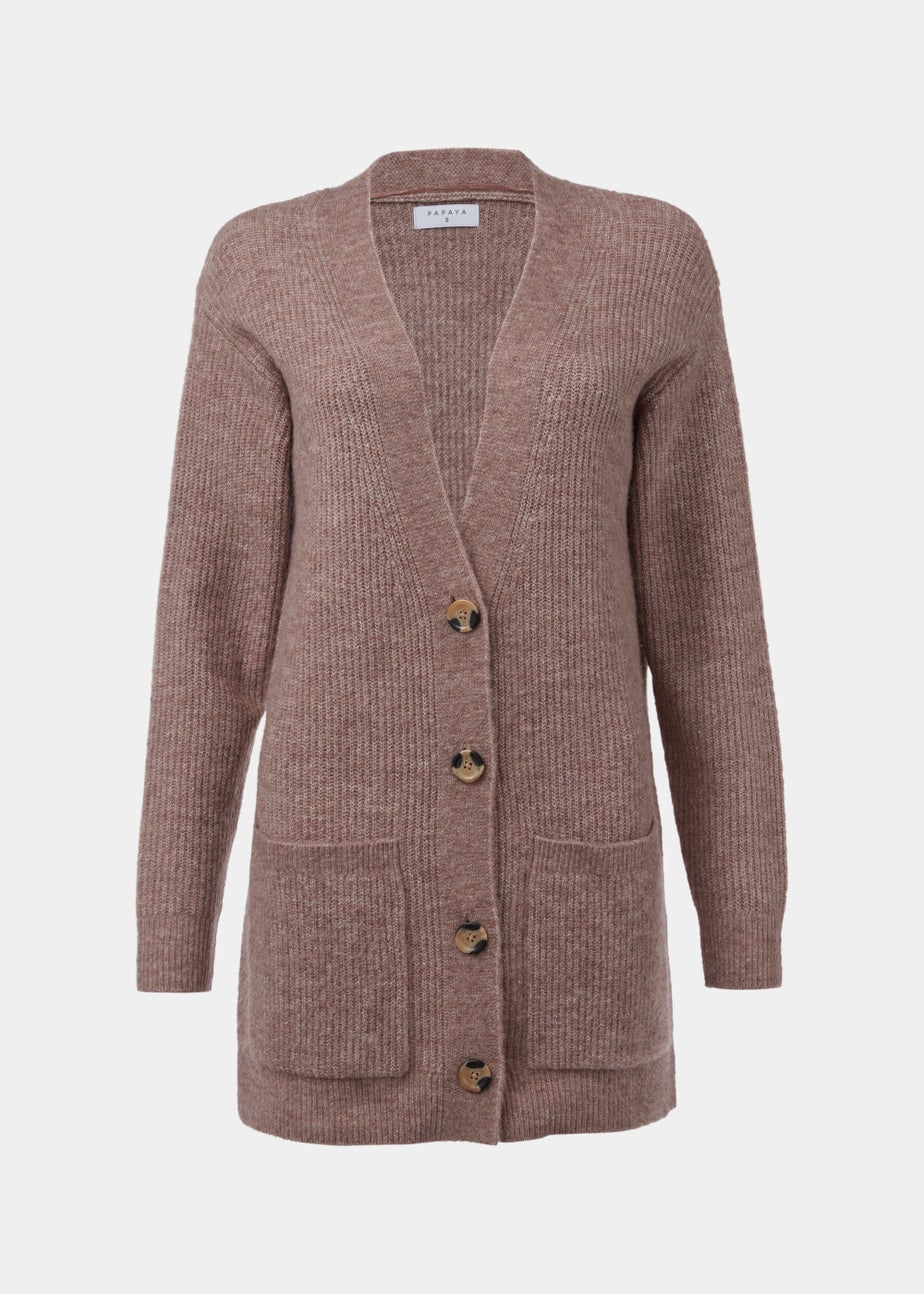 Brown Ribbed Cardigan