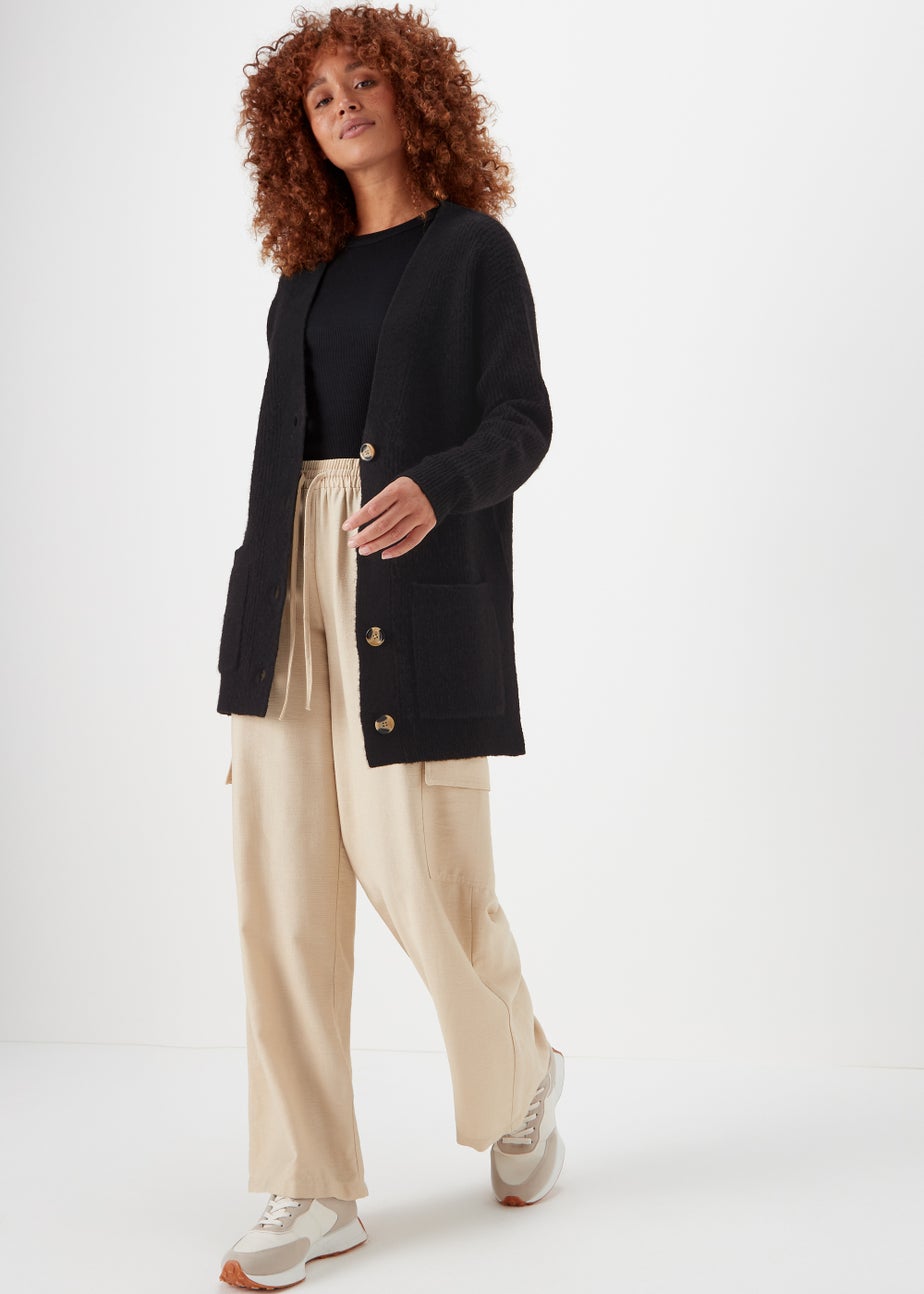 Black Ribbed Cardigan