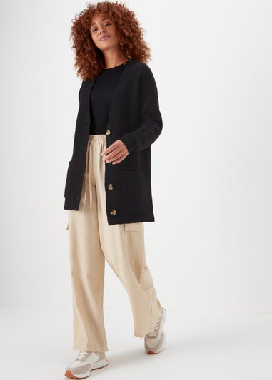 Black Ribbed Cardigan