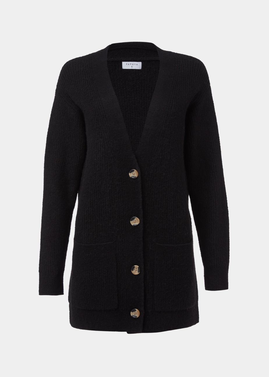 Black Ribbed Cardigan