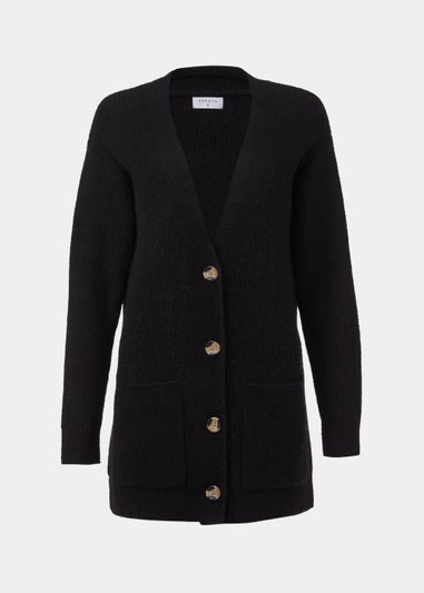 Black Ribbed Cardigan