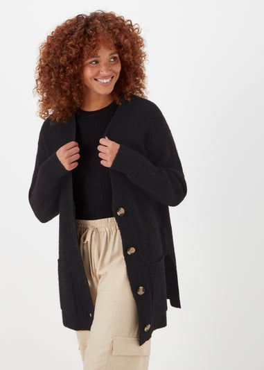 Black Ribbed Cardigan