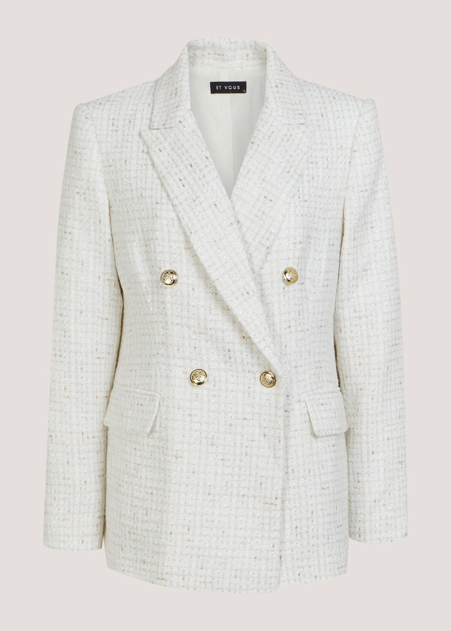 Et Vous Ivory Textured Blazer