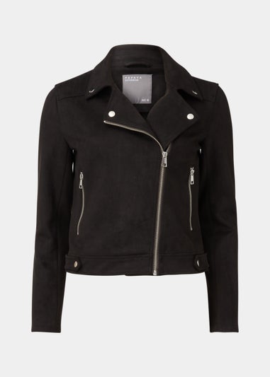 Black Faux Suede Biker Jacket